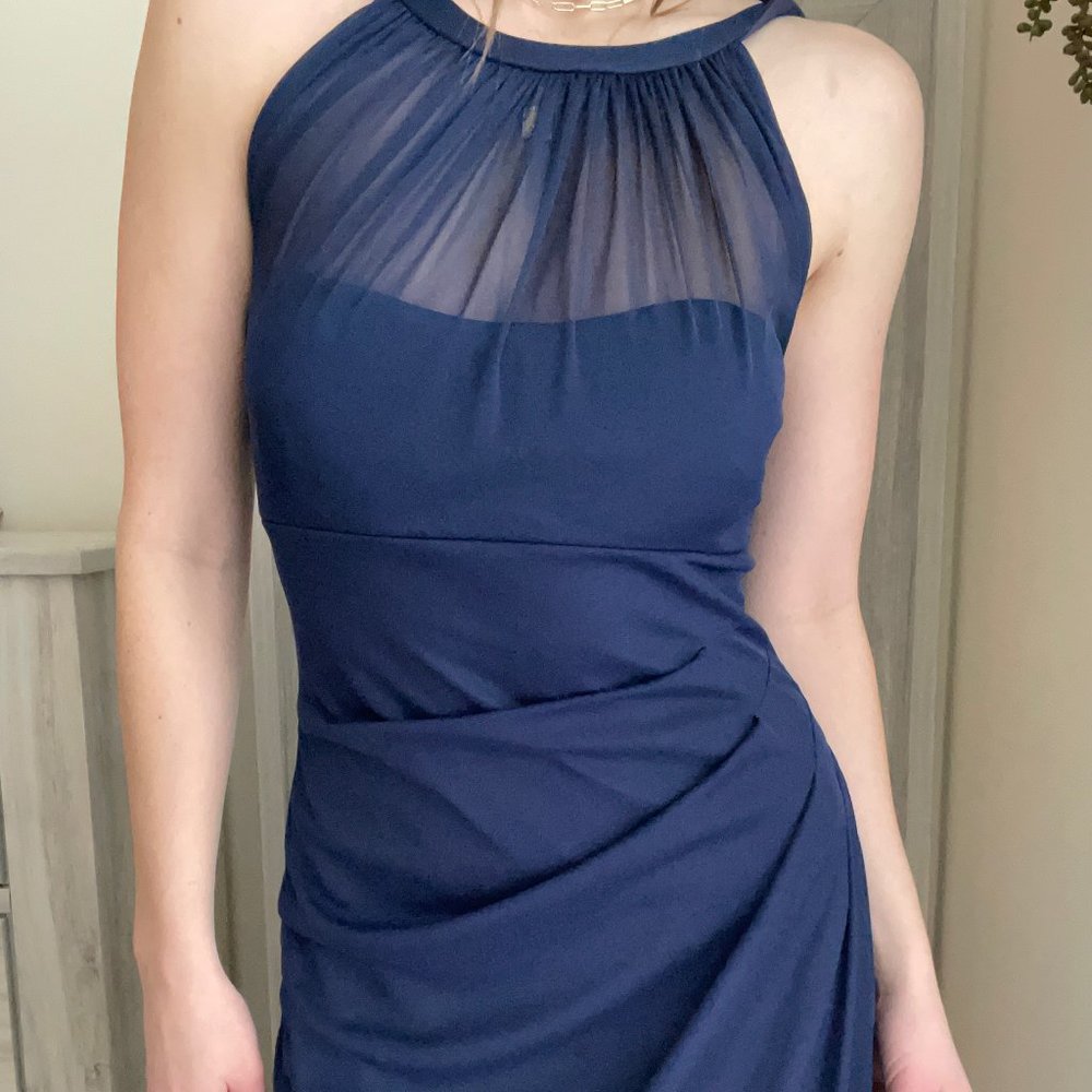 David's Bridal Navy Bridesmaid Dress